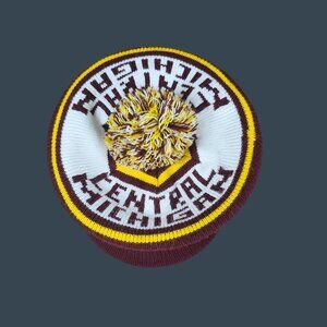 Central Michigan Knit Hat with Brim and Pom